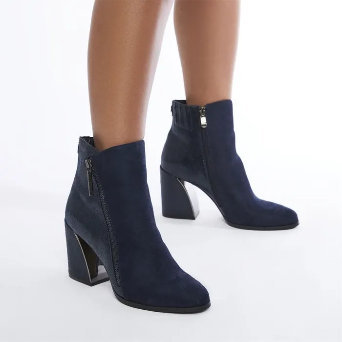 Heeled And Wedge Boots Women Moda In Pelle Amy W Navy Alcantara