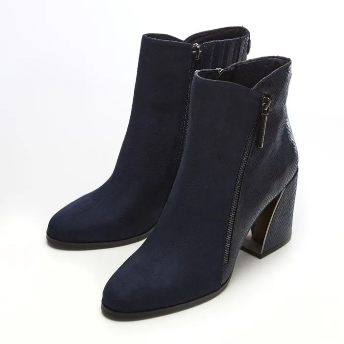 Heeled And Wedge Boots Women Moda In Pelle Amy W Navy Alcantara