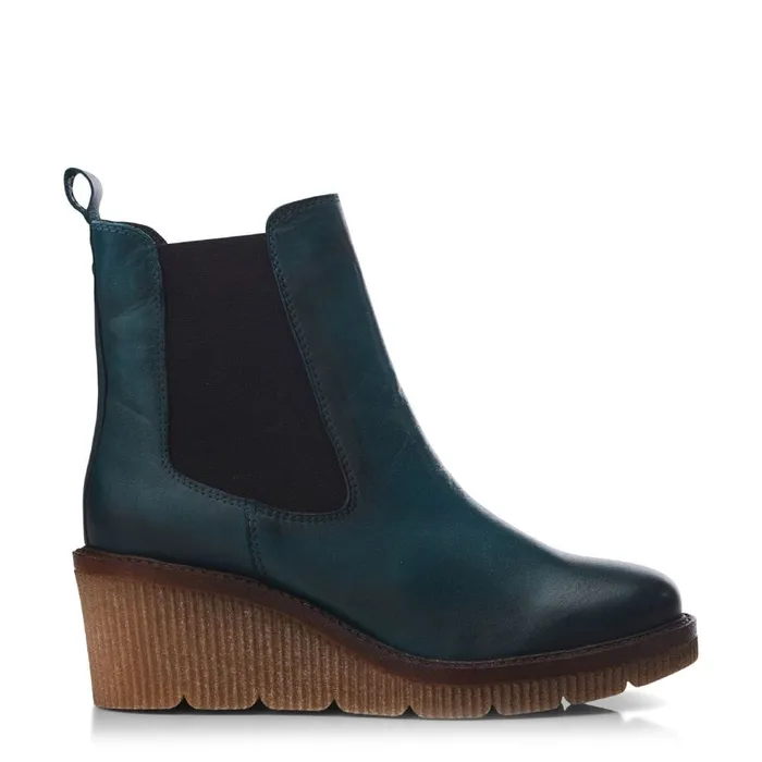 Heeled And Wedge Boots Women Moda In Pelle Audyn Teal Leather