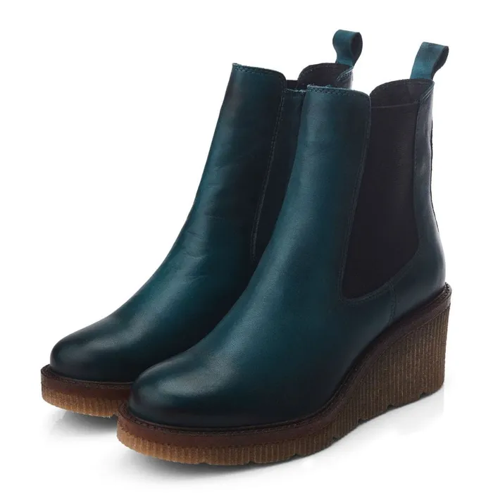 Heeled And Wedge Boots Women Moda In Pelle Audyn Teal Leather