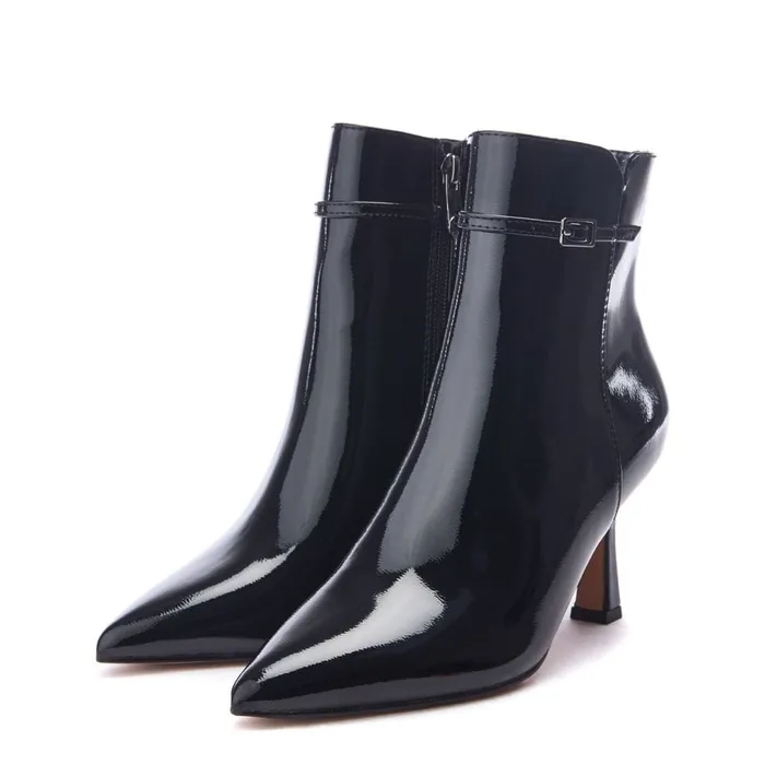 Heeled And Wedge Boots Women Moda In Pelle Pierres Black Patent