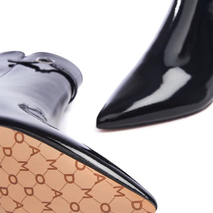 Heeled And Wedge Boots Women Moda In Pelle Pierres Black Patent
