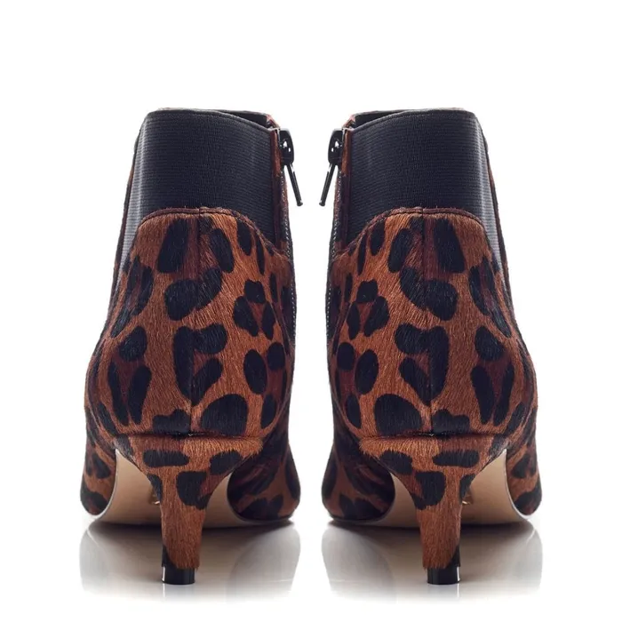 Heeled And Wedge Boots Women Moda In Pelle Qute Leopard Pony Hair