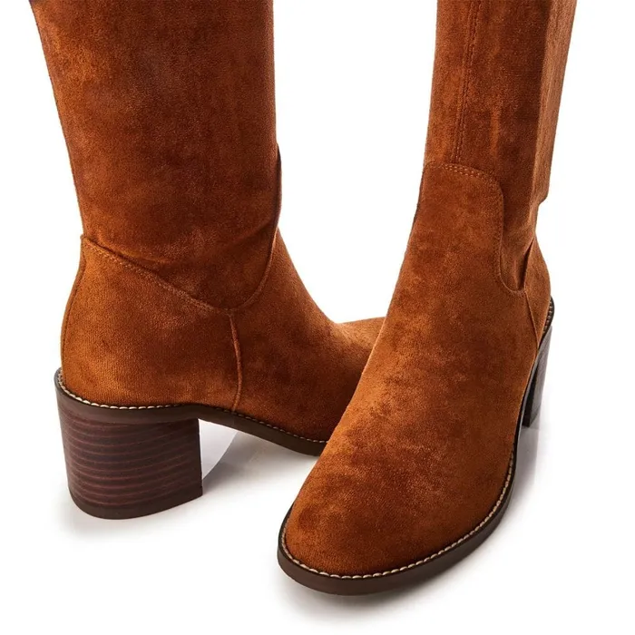 Heeled And Wedge Boots Women Moda In Pelle Sarianne Tan Alcantara