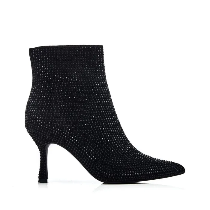 Heeled And Wedge Boots Women Moda In Pelle Zalea Black Textile