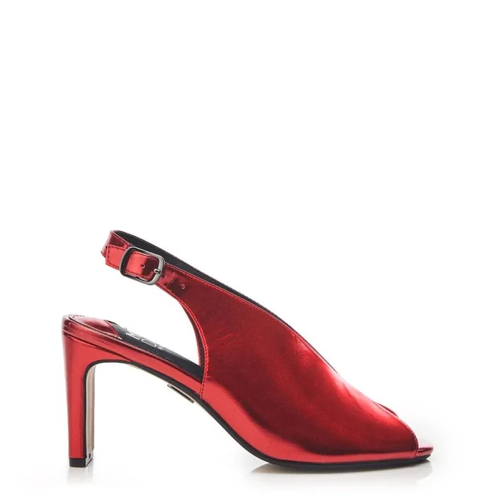 Heeled Sandals Women Moda In Pelle Christiie Red Metallic