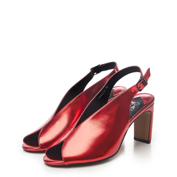Heeled Sandals Women Moda In Pelle Christiie Red Metallic