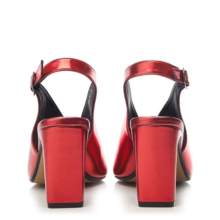 Heeled Sandals Women Moda In Pelle Christiie Red Metallic