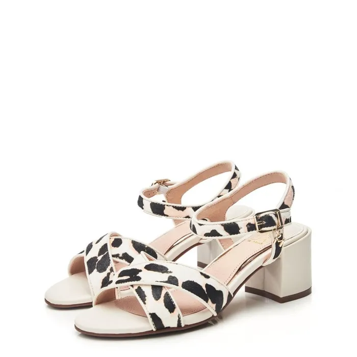 Heeled Sandals Women Moda In Pelle Lotsie Leopard Pony Hair