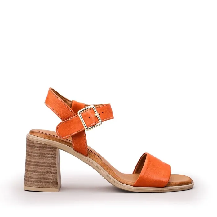 Heeled Sandals Women Moda In Pelle Maila Orange Leather