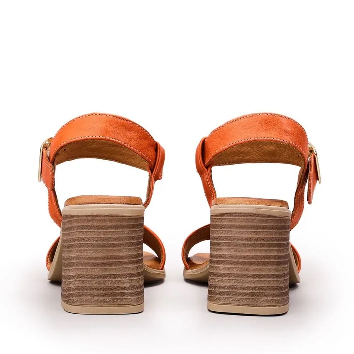 Heeled Sandals Women Moda In Pelle Maila Orange Leather