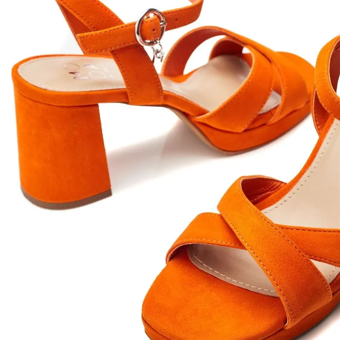 Heeled Sandals Women Moda In Pelle Marli Orange Suede