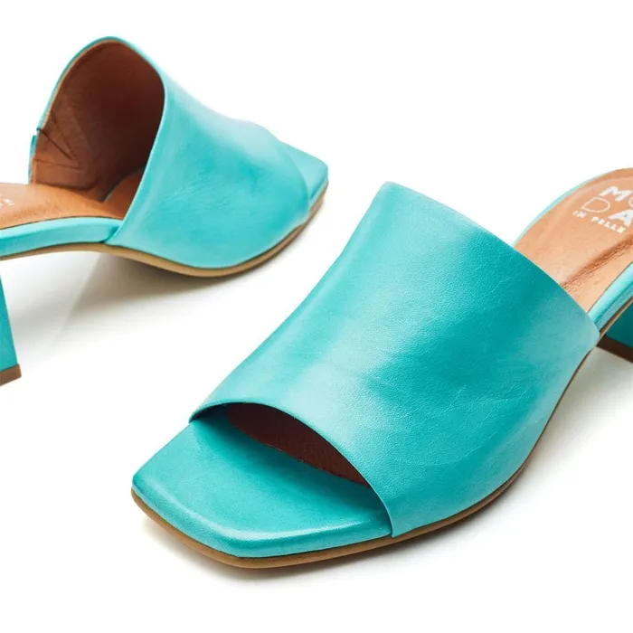 Heeled Sandals Women Moda In Pelle Mikia Turquoise Leather