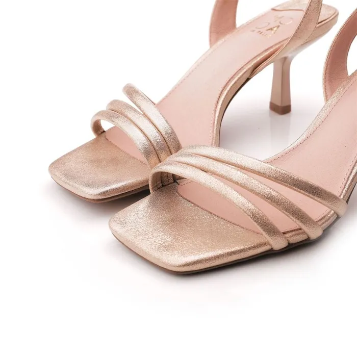 Heeled Sandals Women Moda In Pelle Rozalita Champagne Porvair