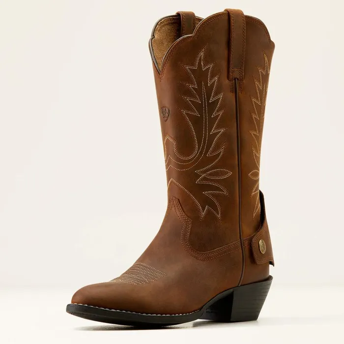 Heritage R Toe EZ Zip Western Boot Distressed Brown Women Ariat Western Boots