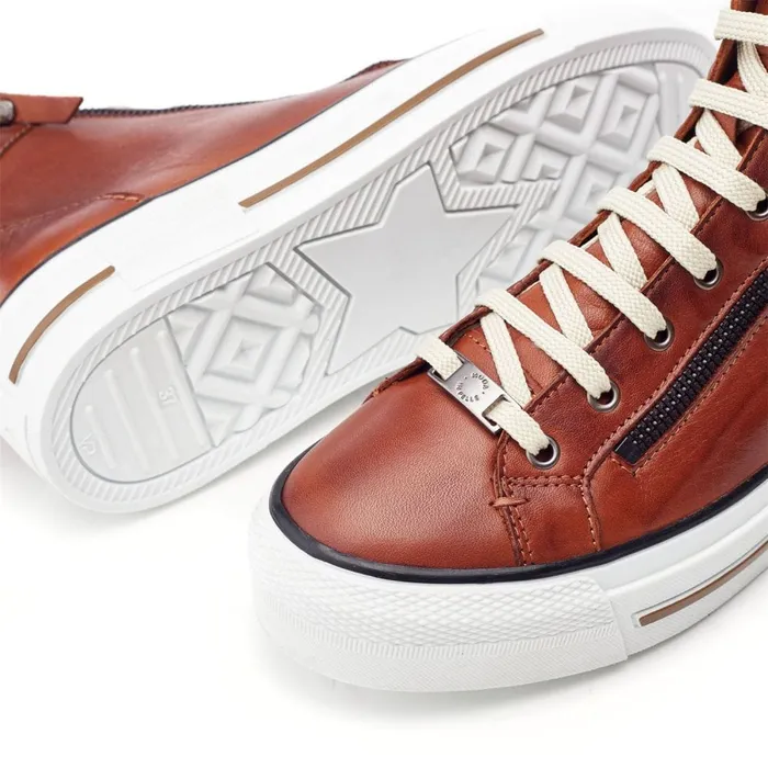 HighTop Trainers Women Moda In Pelle Annaken Dark Tan Leather