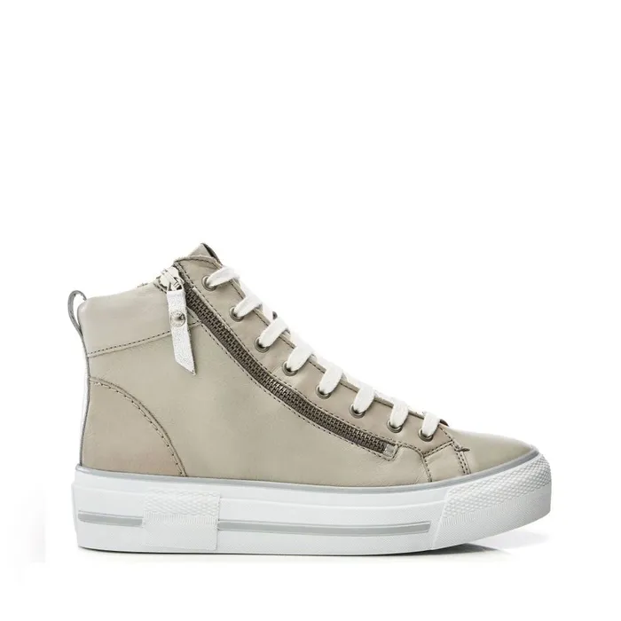 HighTop Trainers Women Moda In Pelle Annaken Light Grey Leather