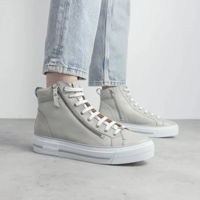 HighTop Trainers Women Moda In Pelle Annaken Light Grey Leather