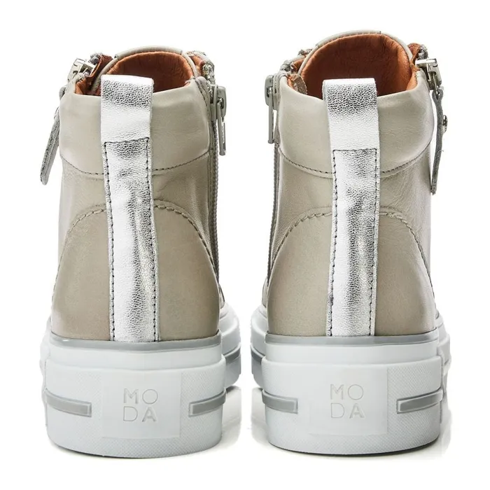 HighTop Trainers Women Moda In Pelle Annaken Light Grey Leather