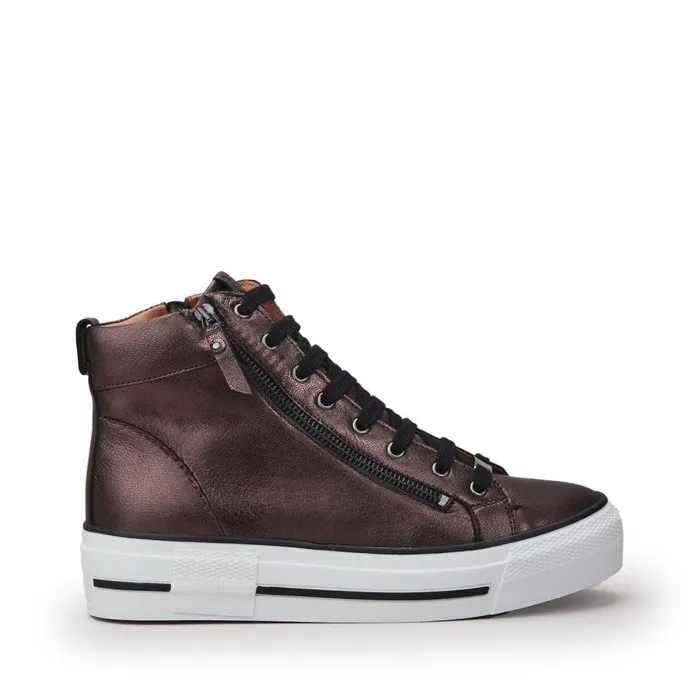 HighTop Trainers Women Moda In Pelle Annaken Pewter Leather