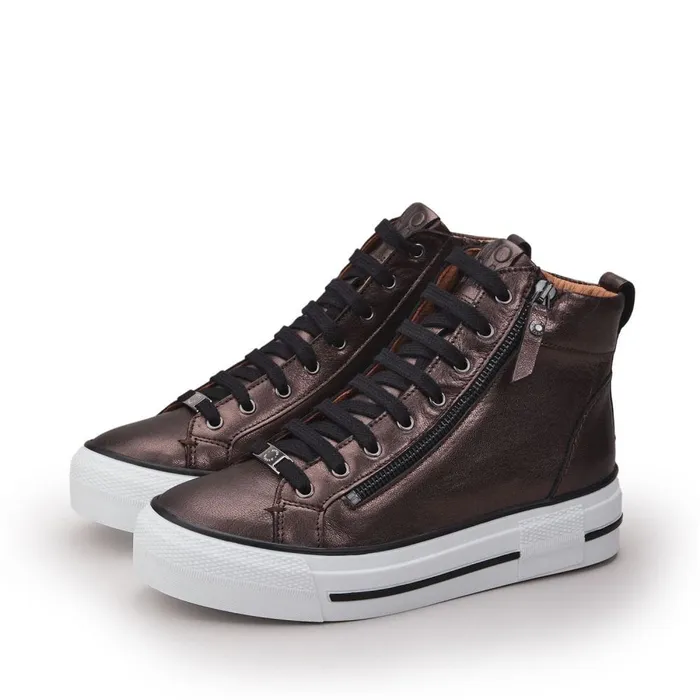 HighTop Trainers Women Moda In Pelle Annaken Pewter Leather