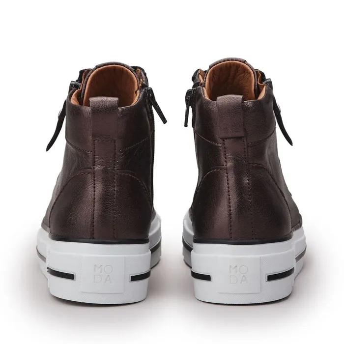 HighTop Trainers Women Moda In Pelle Annaken Pewter Leather