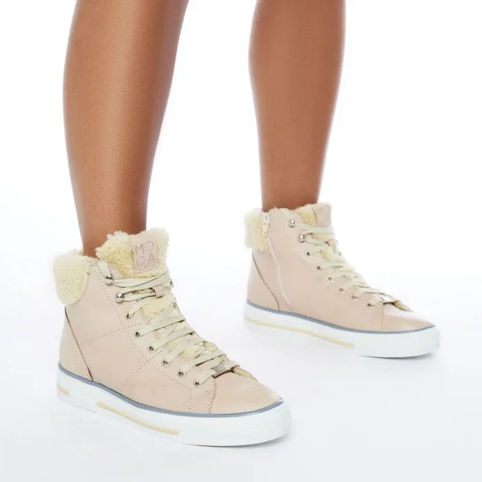 HighTop Trainers Women Moda In Pelle Anniia Cream Leather
