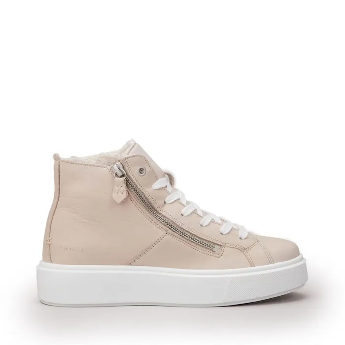 HighTop Trainers Women Moda In Pelle Shoon Sh Implore Cream Leather