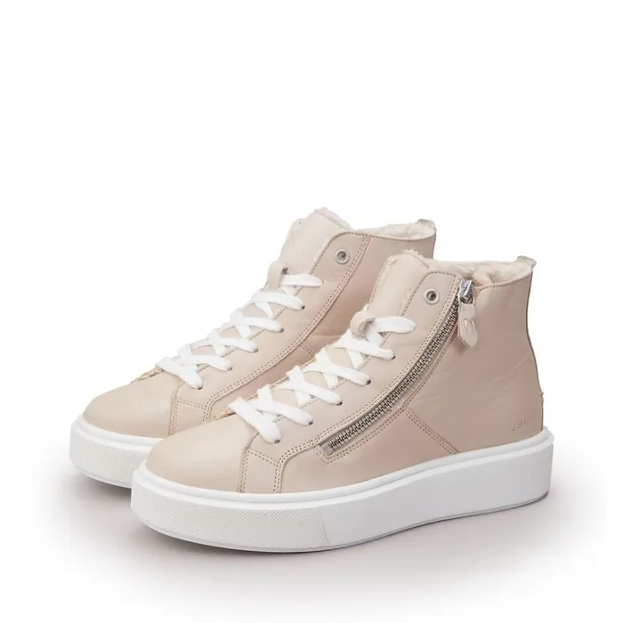 HighTop Trainers Women Moda In Pelle Shoon Sh Implore Cream Leather