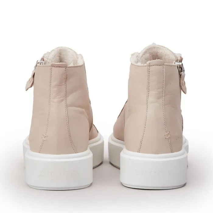 HighTop Trainers Women Moda In Pelle Shoon Sh Implore Cream Leather