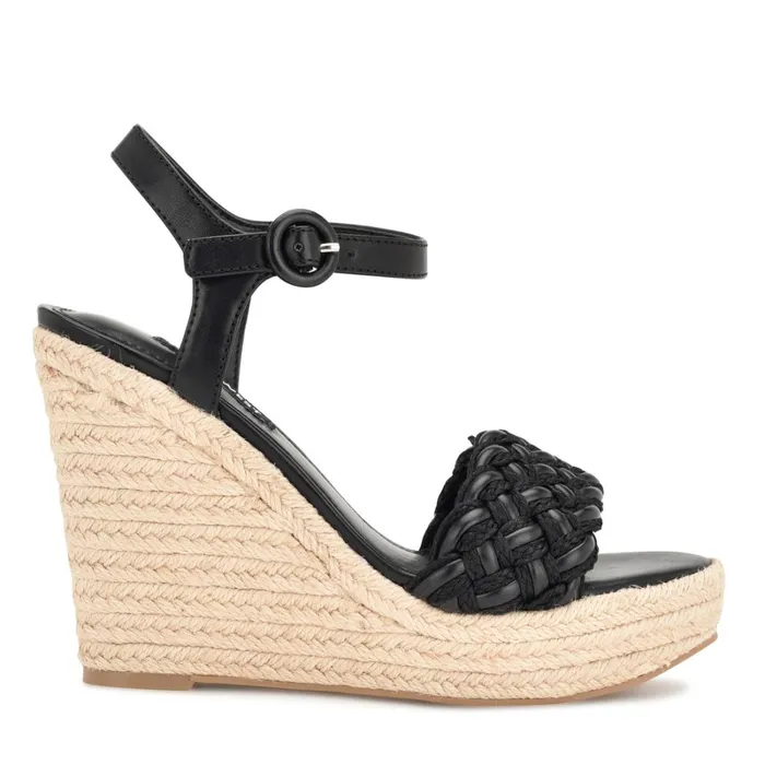 Hosana Espadrille Wedge Sandals Black Women Nine West Wedges