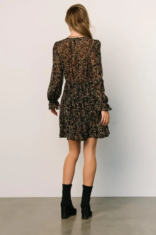 Huxley Tiered Short Dress Black Multi Floral Women Baltic Born Short Dresses Huxley Tiered Short Dress Black Multi Floral Women Baltic Born Short Dresses