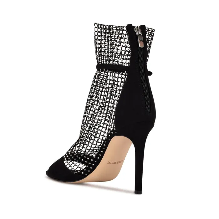 Imery Mesh Peep Toe Booties Black Rhinestone Women Nine West Boots and Booties Imery Mesh Peep Toe Booties Black Rhinestone Women Nine West Boots and Booties