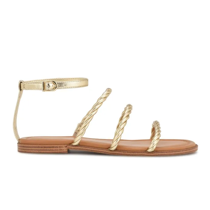 Ipster Ankle Strap Flat Sandals Gold Women Nine West Sandals