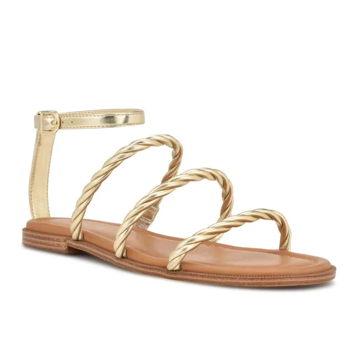 Ipster Ankle Strap Flat Sandals Gold Women Nine West Sandals Ipster Ankle Strap Flat Sandals Gold Women Nine West Sandals