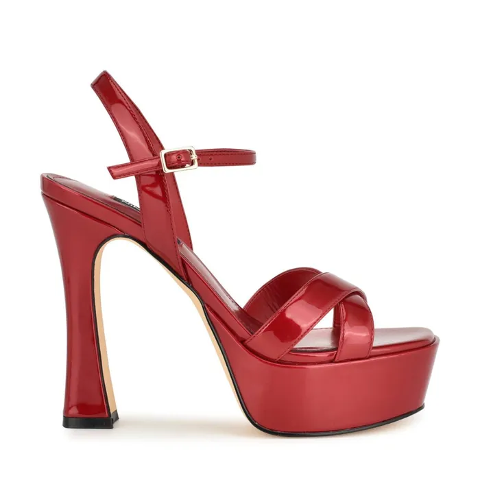 Iriv Platform Sandals Red Patent Women Nine West High Heels