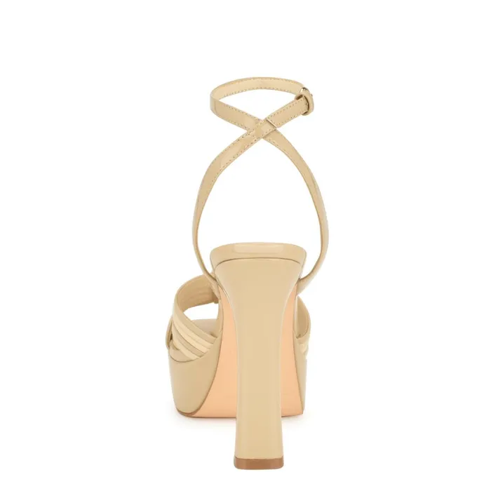 Irna Platform Ankle Strap Knotted Sandals Light Natural Patent Women Nine West High Heels Irna Platform Ankle Strap Knotted Sandals Light Natural Patent Women Nine West High Heels