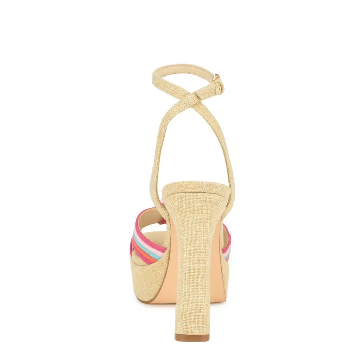 Irna Platform Ankle Strap Knotted Sandals Pink Women Nine West Dress Irna Platform Ankle Strap Knotted Sandals Pink Women Nine West Dress