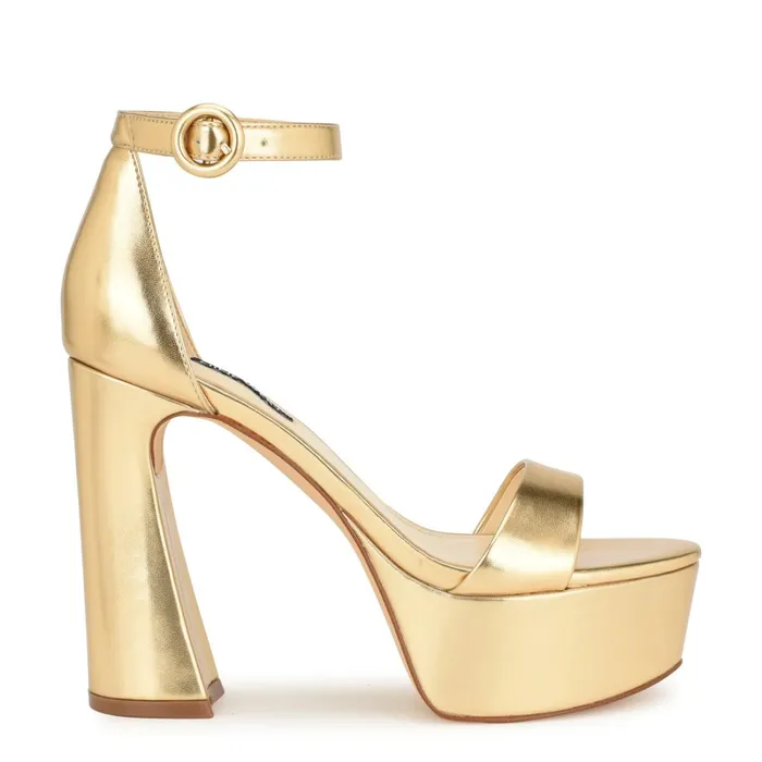 Ivana Ankle Strap Sandals Platino Women Nine West Heeled