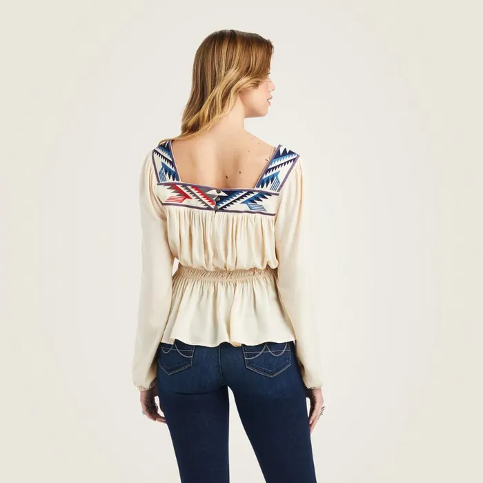 Jacquard Chimayo Top Buttercream Women Ariat TShirts and Tops Jacquard Chimayo Top Buttercream Women Ariat TShirts and Tops