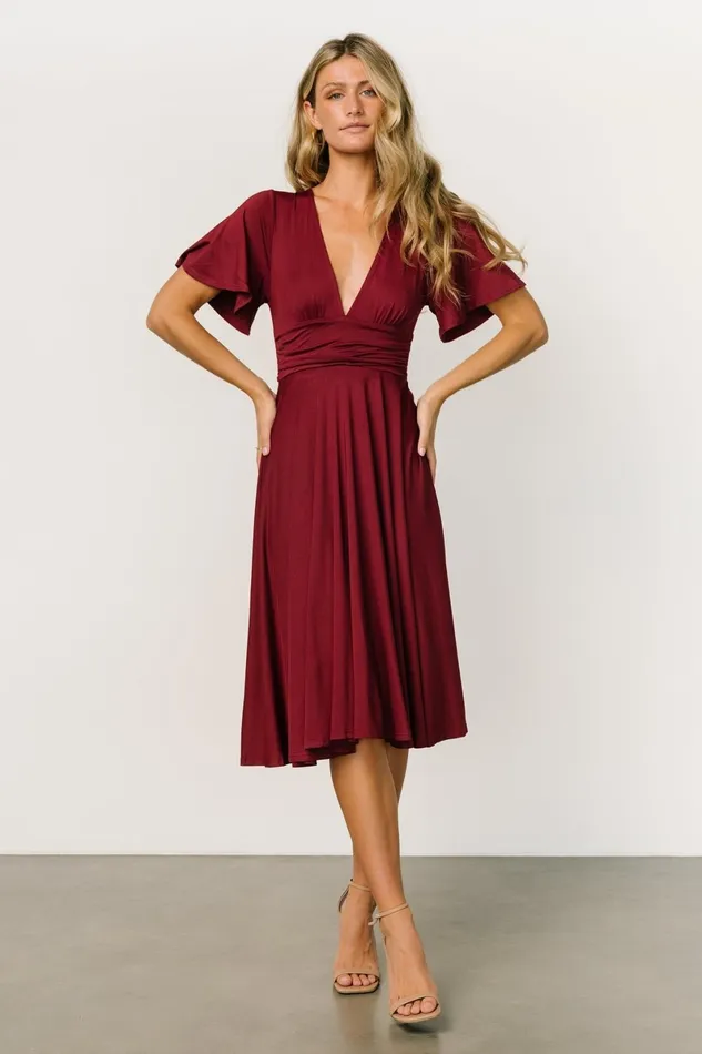 Janette Midi Dress Wine Women Baltic Born Midi Dresses