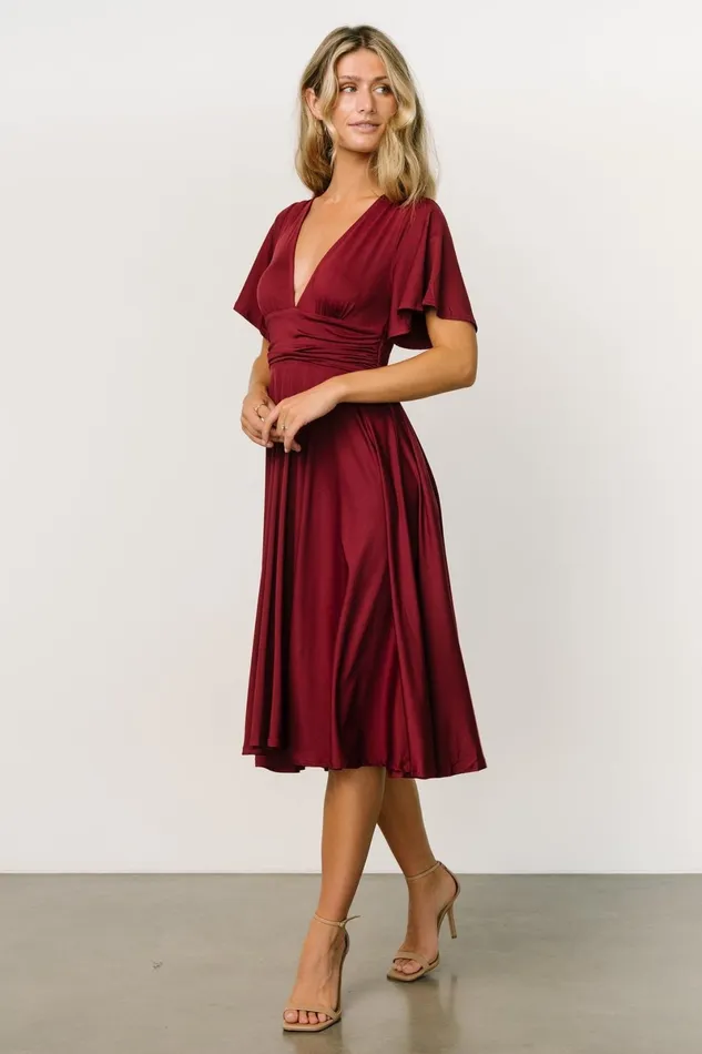 Janette Midi Dress Wine Women Baltic Born Midi Dresses