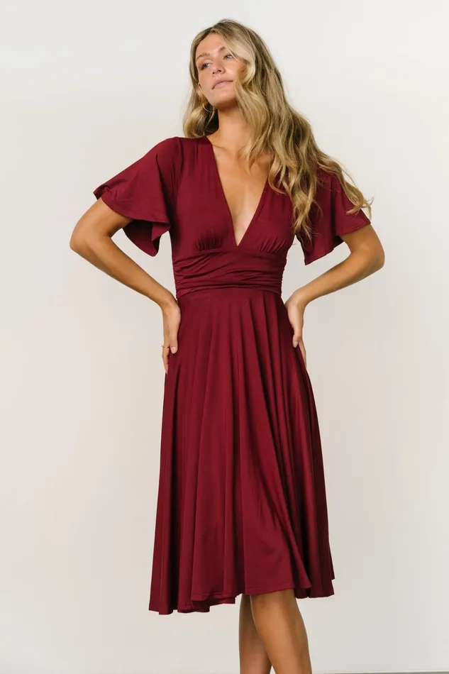 Janette Midi Dress Wine Women Baltic Born Midi Dresses