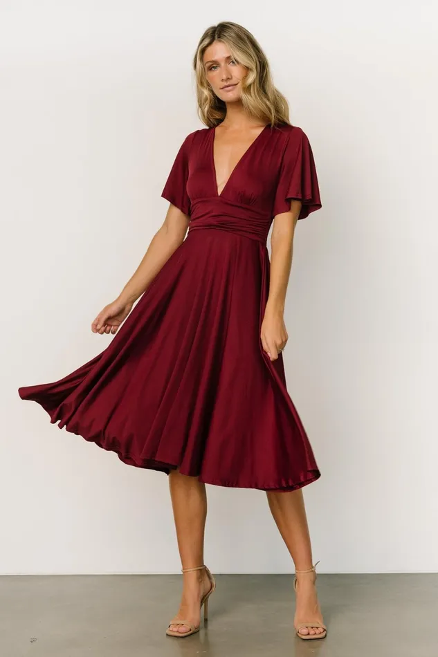 Janette Midi Dress Wine Women Baltic Born Midi Dresses