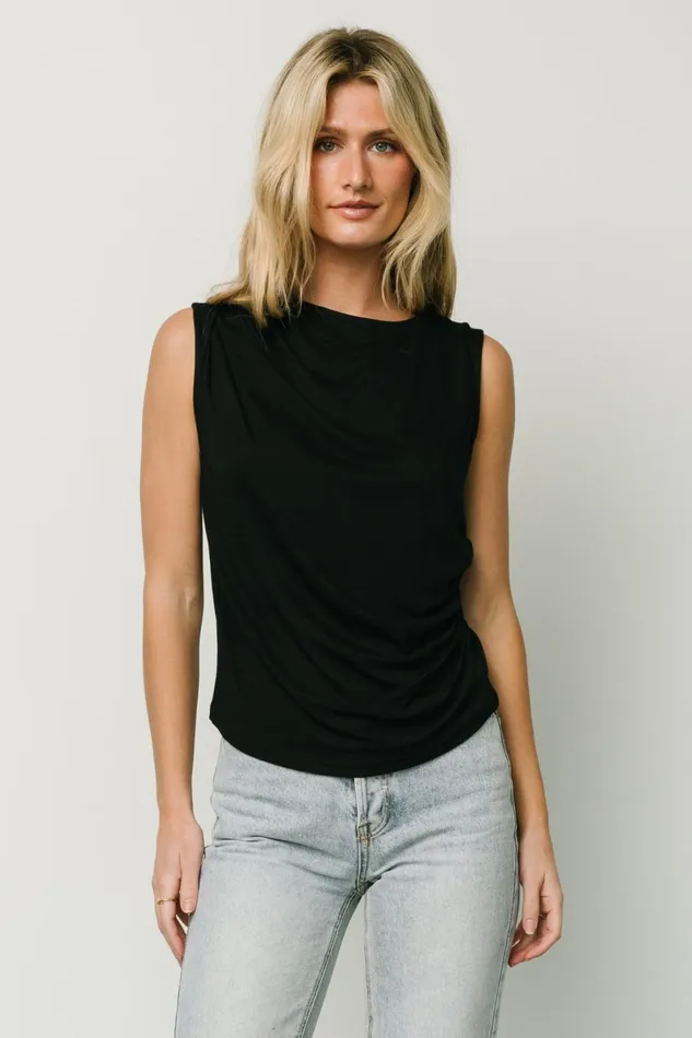 Jia Ruched Tank Top Black Women Baltic Born Blouses Shirts