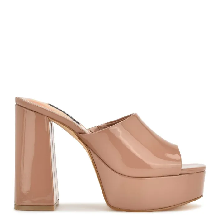 Jilie Platform Slide Sandals Clay Patent Women Nine West Heeled