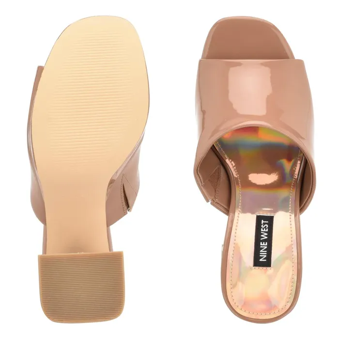 Jilie Platform Slide Sandals Clay Patent Women Nine West Heeled Jilie Platform Slide Sandals Clay Patent Women Nine West Heeled
