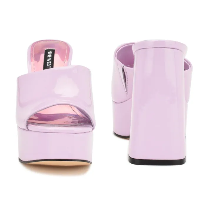 Jilie Platform Slide Sandals Lilac Patent Women Nine West Sandals Jilie Platform Slide Sandals Lilac Patent Women Nine West Sandals
