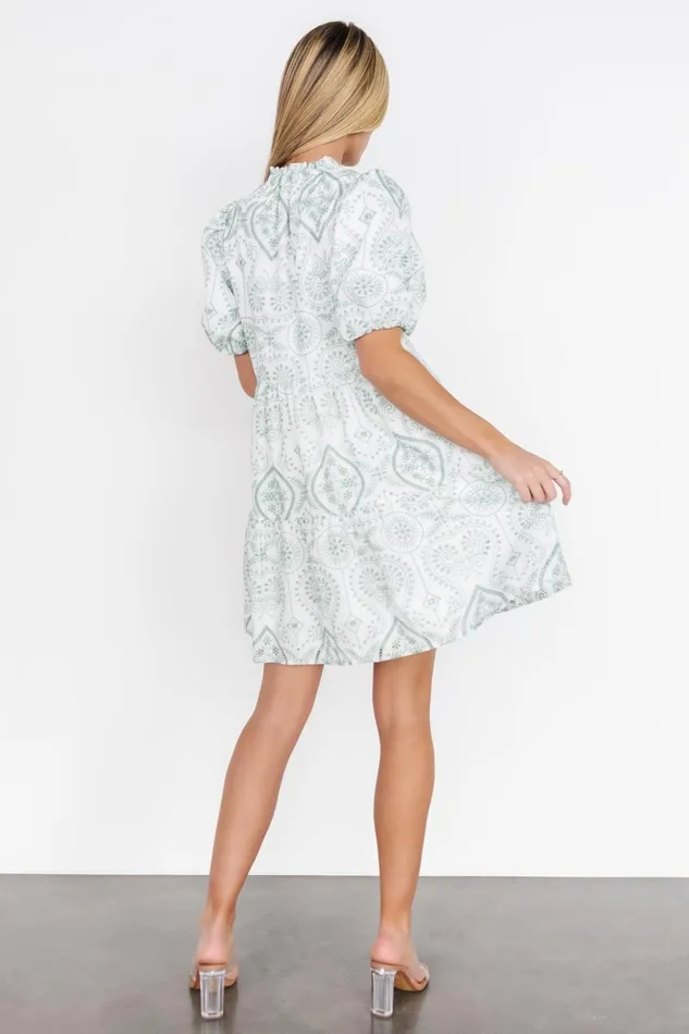 Josie Eyelet Babydoll Dress White Sage Women Baltic Born Short Dresses Josie Eyelet Babydoll Dress White Sage Women Baltic Born Short Dresses