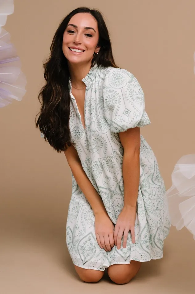 Josie Eyelet Babydoll Dress White Sage Women Baltic Born Short Dresses Josie Eyelet Babydoll Dress White Sage Women Baltic Born Short Dresses